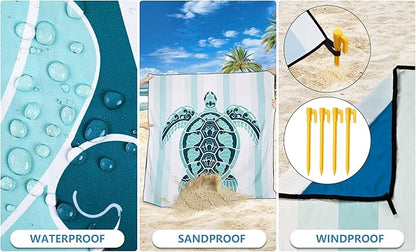 HIHOHO Beach Blanket Waterproof Sandproof Extra Large Beach Mat 79" X - Image 3