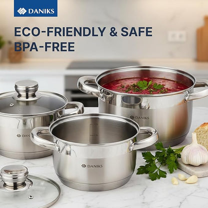 Daniks Standard 9-Piece Stainless Steel Cookware Set - Image 10