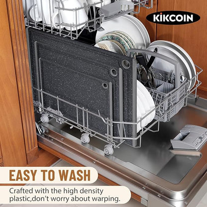 Kikcoin Plastic Cutting Boards for Kitchen, 3-Piece Large Cutting Board Set - Image 6