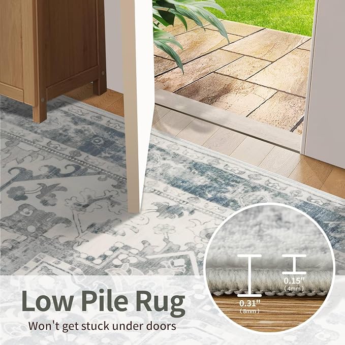 Rugxara 4ft Circle Rug, Soft Round Boho Rug, Washable Non Slip Area Rug - Image 6