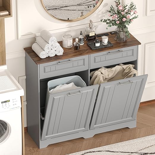Double 10 Gallon Tilt Out Trash Can Cabinet - Image 7