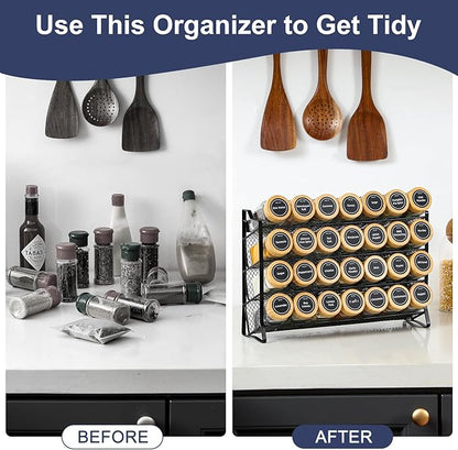 AOZITA Spice Rack Organizer for Cabinet, 28 Empty Spice Jars - Image 5
