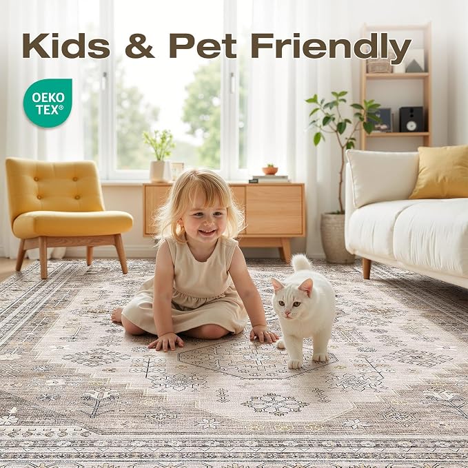 8x10 Washable Area Rug, Large Rugs - Image 3