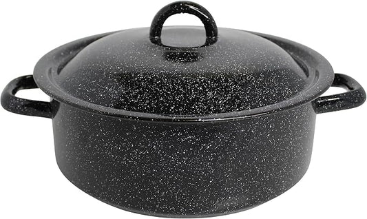 Mirro 4.5 Quart Traditional Vintage Style Black Speckled Enamel on Steel Dutch by VisitMirro
