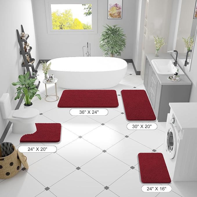 OLANLY Bathroom Rugs 36x24, Extra Soft Absorbent Chenille Bath Rugs, Rubber - Image 2
