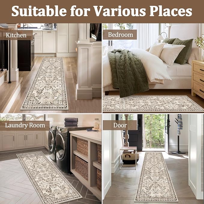 Yamaziot Washable Runner Rug 2x5 – Non Slip Boho Floral Hallway Runner Rug - Image 6