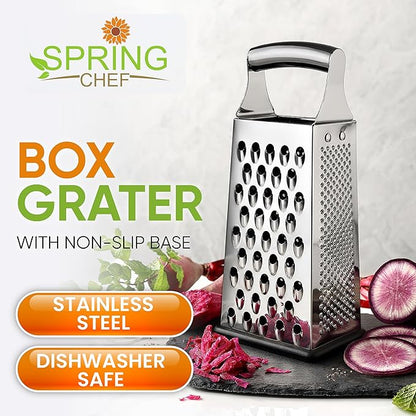 Spring Chef Professional Large Parmesan Cheese Grater, Stainless Steel Metal - Image 2