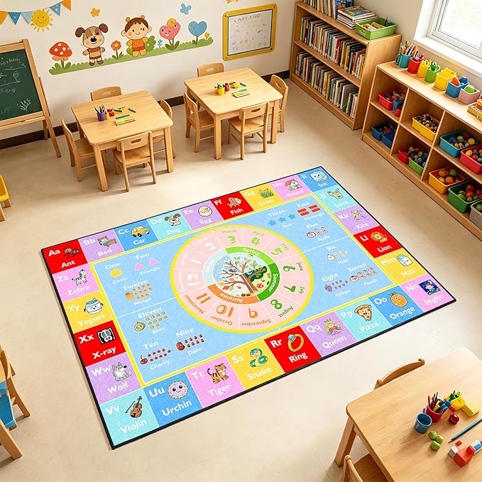 ABC Kids Rug for Playroom, 8x10 ft Alphabet Classroom Rug, Non-Slip Washable - Image 7