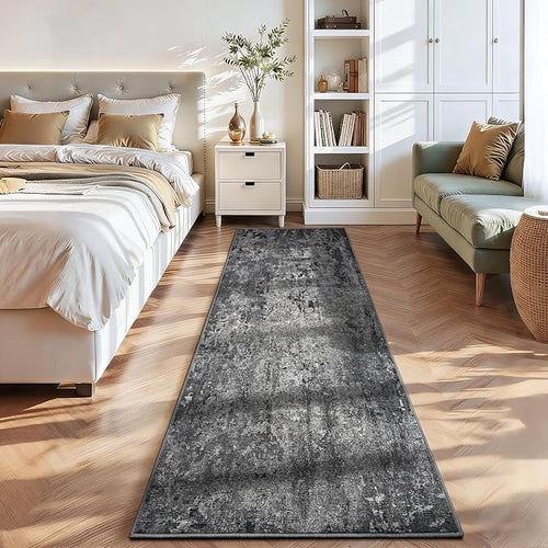 2x10 Black Rug Runners for Hallways Kitchen Runner Rug Non Slip Washable Black - Image 2