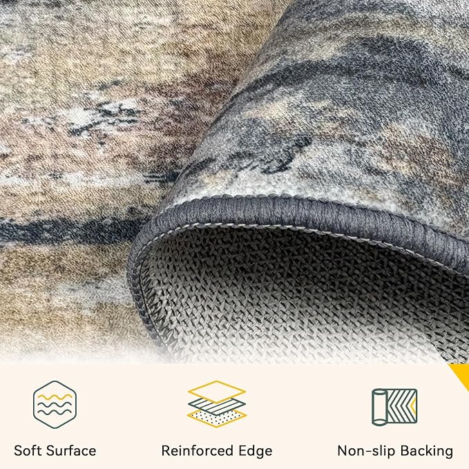 RELEANY Washable Area Rugs 5'x7' Non-Slip Modern Abstract Soft - Image 4