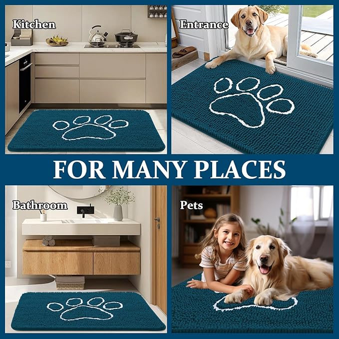OLANLY Dog Door Mat for Muddy Paws 70x32, Paw Print Design, Absorbs Moisture - Image 8