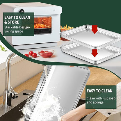 Half Sheet Pans with Rack Set, CEKEE Stainless Half Size Large Baking Sheets - Image 6