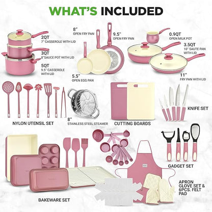 NutriChef 54-Piece Kitchen Cookware Set – Complete Non-Stick Ceramic Pots and - Image 2