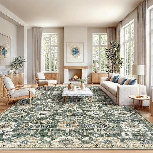 AMADA HOMEFURNISHING 10x14 Washable Area Rug, Low-Profile Large Area Rug by AMADAHOMEFURNISHING