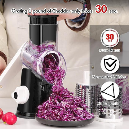 Ourokhome Rotary Cheese Grater Hand Crank, Kitchen Shredder Speed Mandolin - Image 6