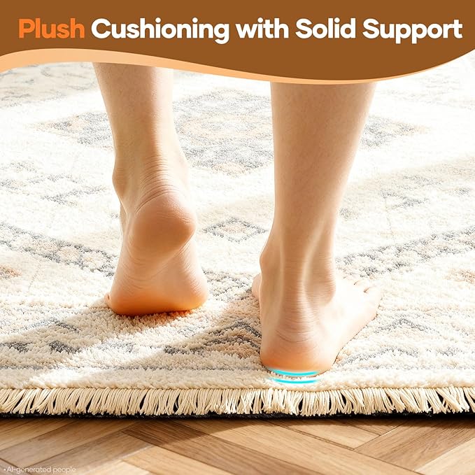 Veken 6 Ft Round Non Slip Cushioned Rug Pad Gripper, Felt and Silicone Backing - Image 6