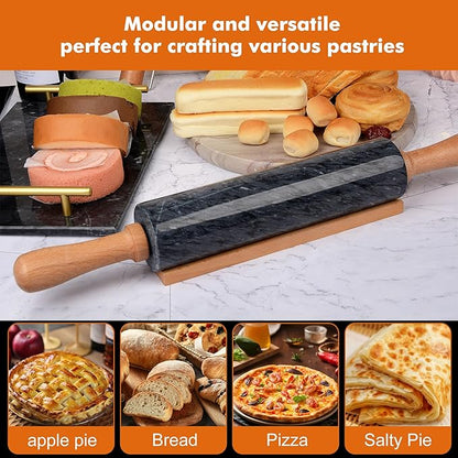 18.5 inches Marble Rolling Pin, Large Non-Stick Dough Roller, - Image 5