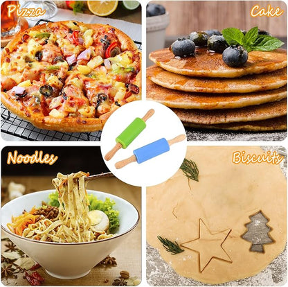 Mini Silicone Rolling Pin for Kids, Non-stick Surface Wood Handle, 9 Inch 1 - Image 5