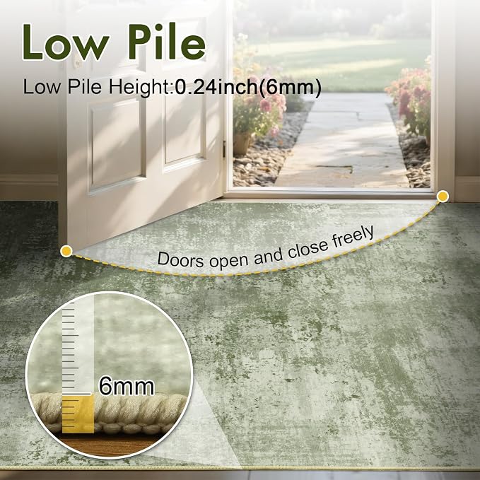 2x6 Ft Washable Runner Rug, Non-Slip Low Pile Hallway Kitchen Area Rug - Image 7