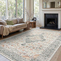 Rugxara 8x10 Washable Area Rug for Living Room, Vintage Neutral Extra Large by Rugxara