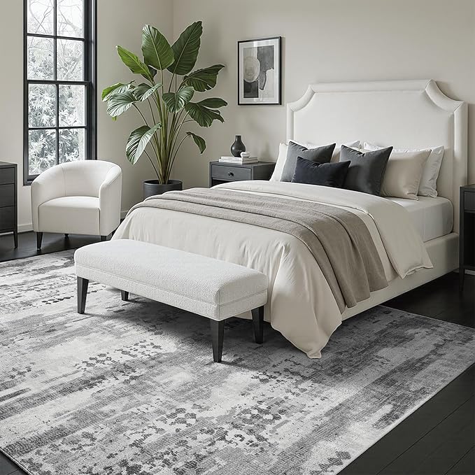 DCX Abstract Area Rug 8x10, Washable Gray Modern Rug - Image 7