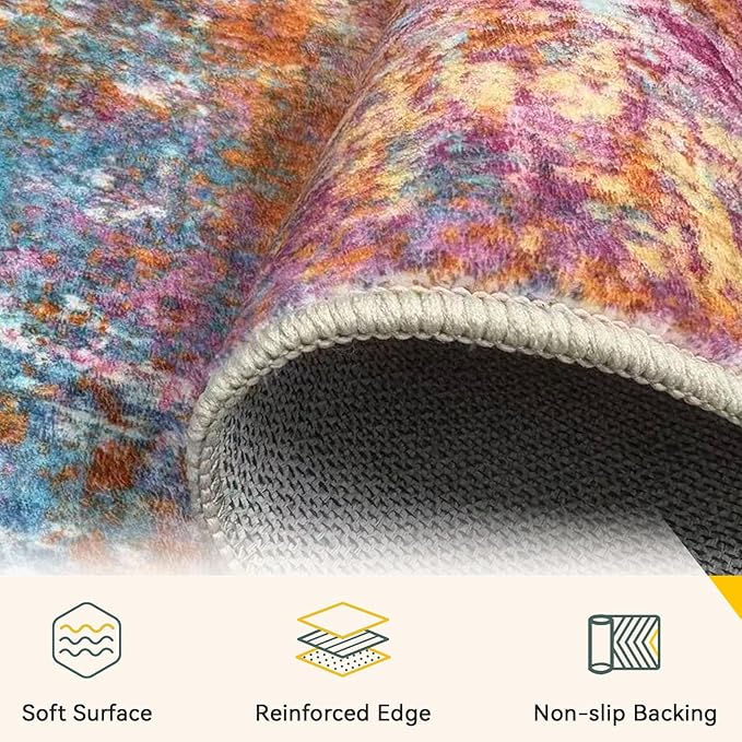 RELEANY Washable Area Rugs 9'x12' Non-Slip Modern Abstract Soft - Image 5