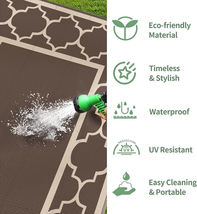 GENIMO 9' x 12' Outdoor Rug Waterproof - Image 8