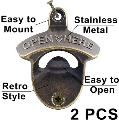 Retro Bottle Opener Wall Mounted, Antique Bronze Table Mounted Beer Cap Opener - Image 2