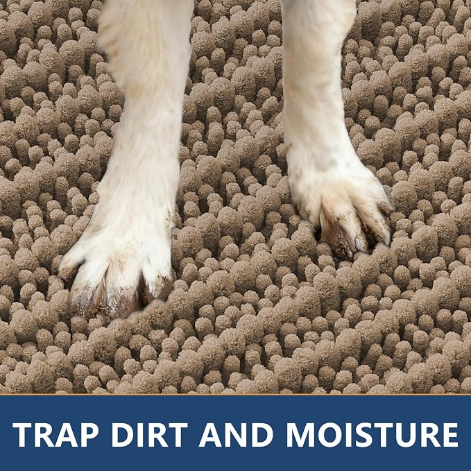 Smiry Dog Door Mat for Muddy Paws 47x32, Absorbent Dirt Trapper, Non-Slip - Image 4