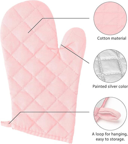 GROBRO7 6Pcs Cotton Oven Mitts and Pot Holders Set Heat Resistant Hot Pads - Image 3
