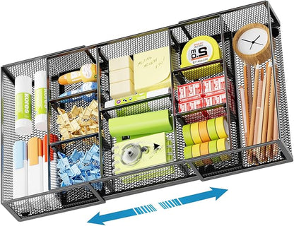Marbrasse Expandable Desk Drawer Organizer, Mesh Drawer Organizer Tray by Marbrasse