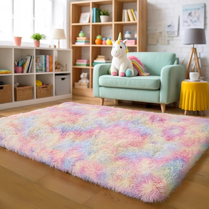 KICHOWUA Thick Area Rug 4x6 Fluffy Shag by KICHOWUA
