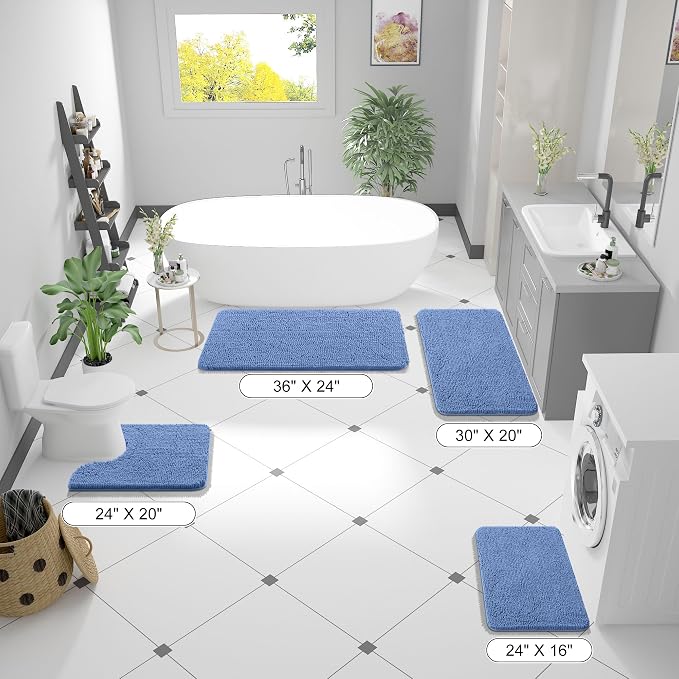 OLANLY Large Bathroom Rugs 40x24, Soft Absorbent Chenille Bath Rugs, Rubber - Image 2