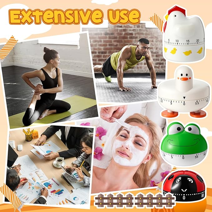 Amylove 4 Pieces Cute Kitchen Timer, Animal Mechanical Manual, 60 Minutes Loud - Image 5