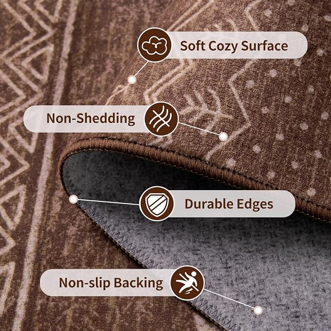 SERISSA Hallway Runner Rug, Soft Low-Pile Geometric Indoor Long Carpet - Image 4
