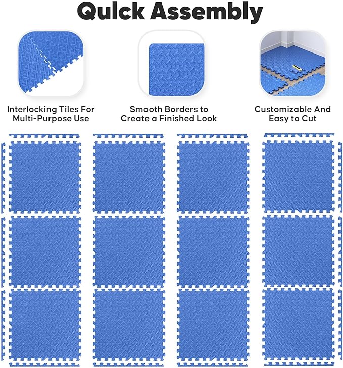 32 Pack Home Gym Mat, Puzzle Exercise Mat, EVA Interlocking Foam Floor Tiles - Image 6