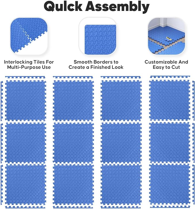 Home Gym Mat, Puzzle Exercise Mat, EVA Interlocking Foam Floor Tiles - Image 5
