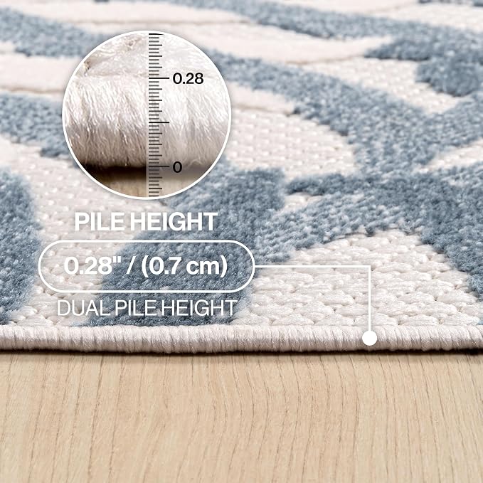 JONATHAN Y Tropics Palm Leaves Indoor Outdoor Area Rug 5x8 Cream/Dark Blue - Image 6