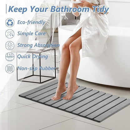 AWW Foldable Stone Bath Mat, Quick Dry Diatomaceous Earth Bath Mat - Image 8