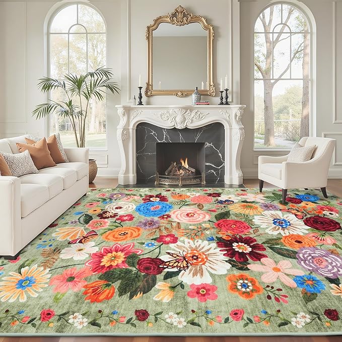 Green Living Room Rugs, Area Rugs 5x7 - Image 2