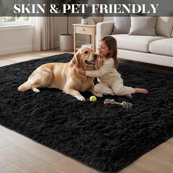 Area Rug for Living Room Bedroom: 4x6 Soft Fluffy Shag Rugs Upgrade Non-Slip - Image 3