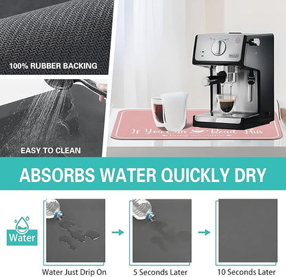 Coffee Bar Mat for Countertops 31.5inx17in, Absorbent Hide Stain Anti-Slip Cafe - Image 4