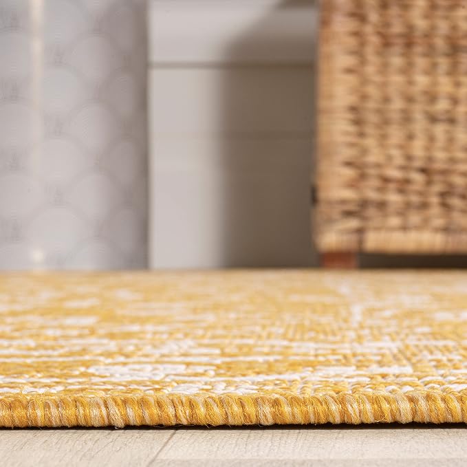 JONATHAN Y Boho Medallion Indoor Outdoor Area Rug 9X12 Yellow/Cream, Malta - Image 7
