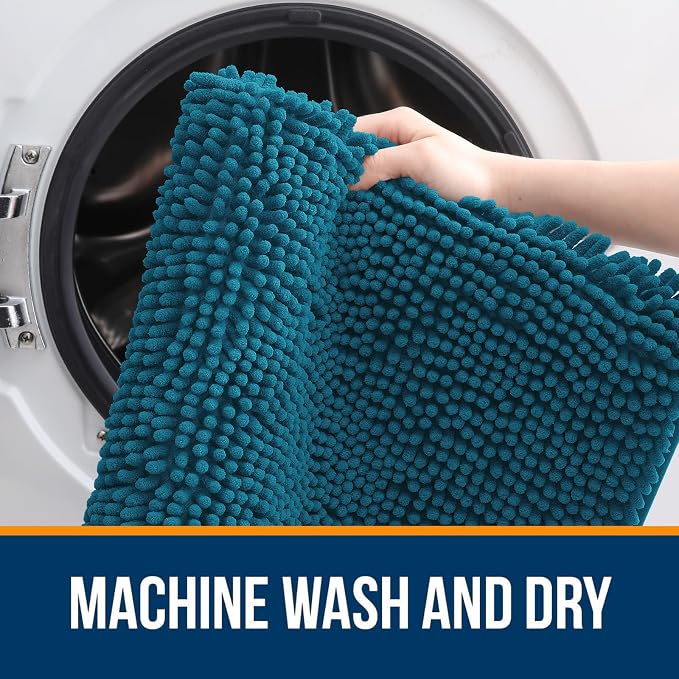 OLANLY Bathroom Rugs 32x20, Extra Soft Absorbent Chenille Bath Rugs, Rubber - Image 5