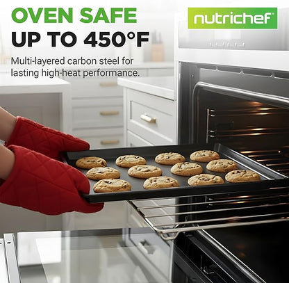 NutriChef 3-Piece Nonstick Baking Sheet Set – Non-Toxic Cookie Sheets - Image 2