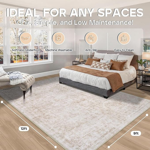 9x12 Area Rugs for Living Room Rug Washable: Modern Large Rug for Dining Room - Image 2
