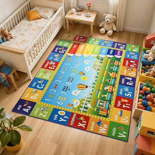 ABC Rug for Playroom Classroom Bedroom, 4x6 Kids Educational Area Rug for by Mejorug