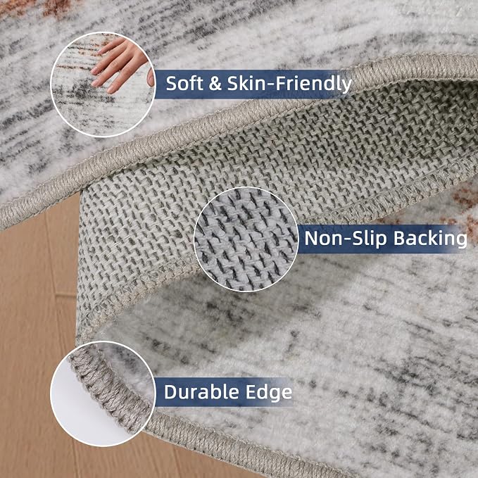 Washable Runner Rugs 3x10 Abstract Kitchen Runner Rug Non Slip Backing - Image 4