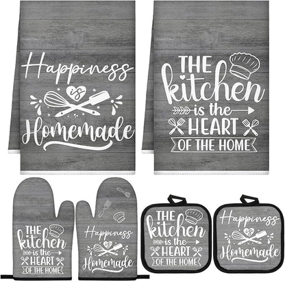 Sratte 6 Pcs Kitchen Decor Accessories Set Farmhouse Towels Pot Holders Oven by Sratte