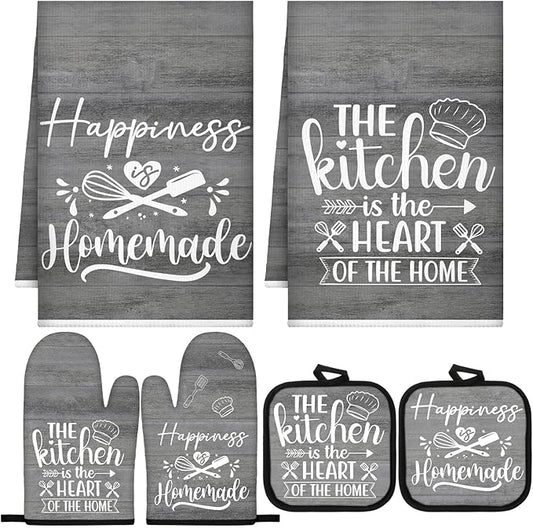 Sratte 6 Pcs Kitchen Decor Accessories Set Farmhouse Towels Pot Holders Oven by Sratte